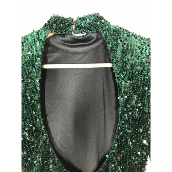 Donna Morgan Sequin Dress Sheath Green 2 - Picture 5 of 10